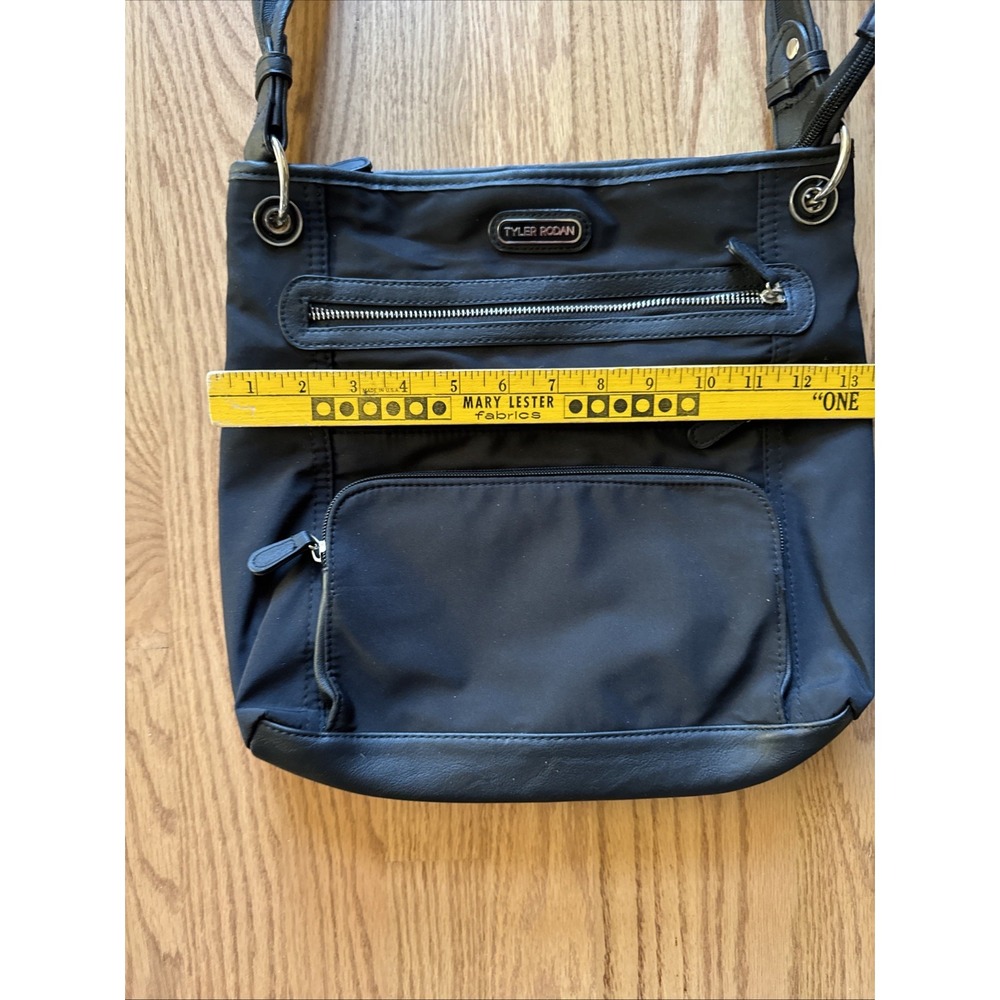 NWT Tyler Rodan Purse Crossbody Bag Black Triple Zippered Pockets 13"x13" NEW - Picture 5 of 11